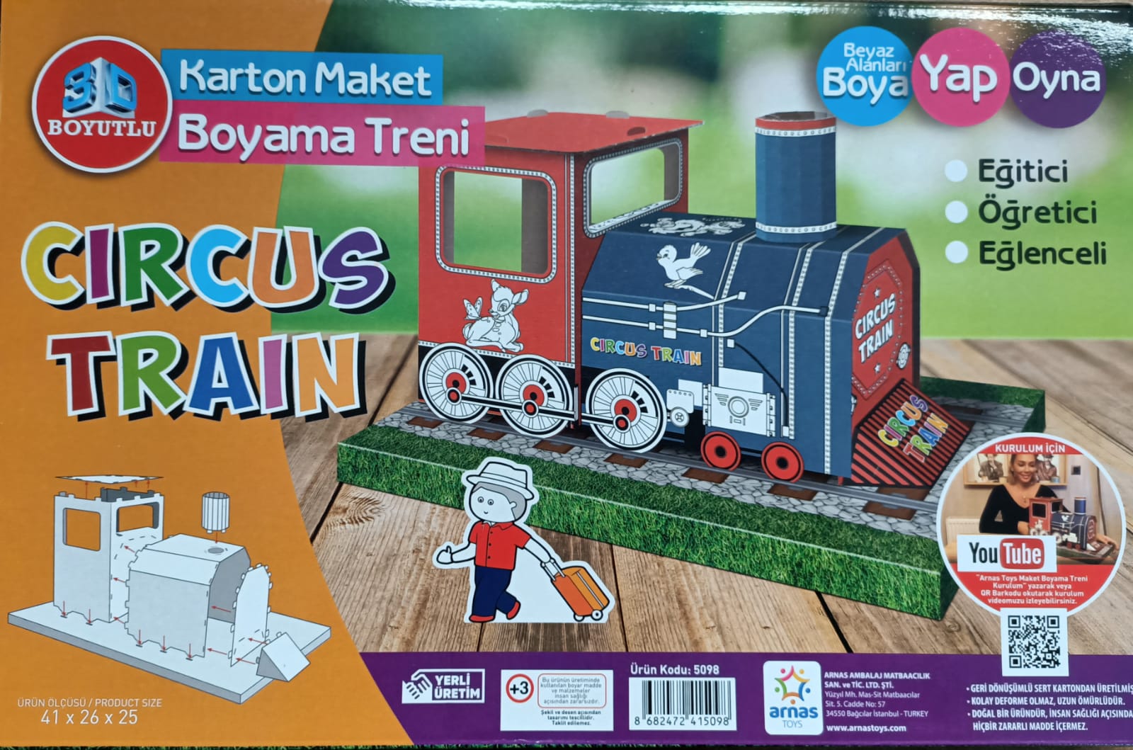 3 Boyutlu Karton Maket Boyama Treni-Cırcus Traın